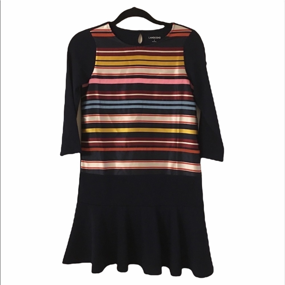 Lands’End | NWT Lighthouse Stripe Navy Flare Dress